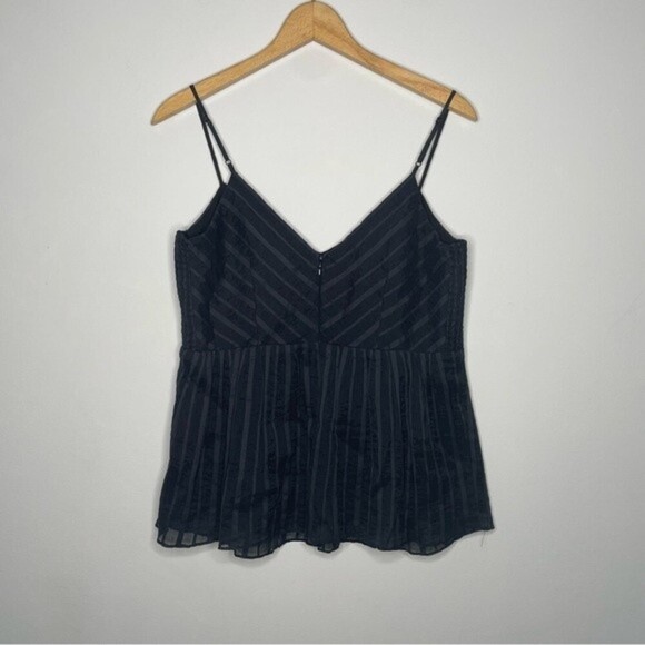 CLUB MONACO | Black Striped Chevron Peplum Cami Spaghetti Strap M Cotton Blend - Picture 4 of 7